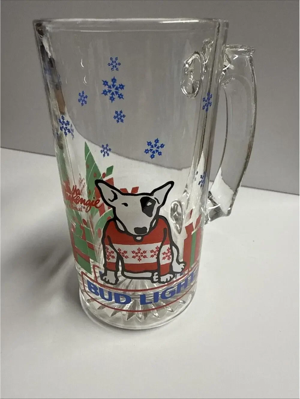 Vintage 1987 Spuds Mackenzie Glass Mug Bud Light Beer The Original Party Animal